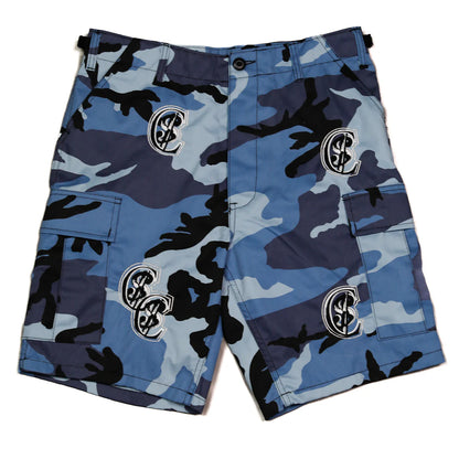 Chris Smokes C$ Cargo Shorts Blue Camo