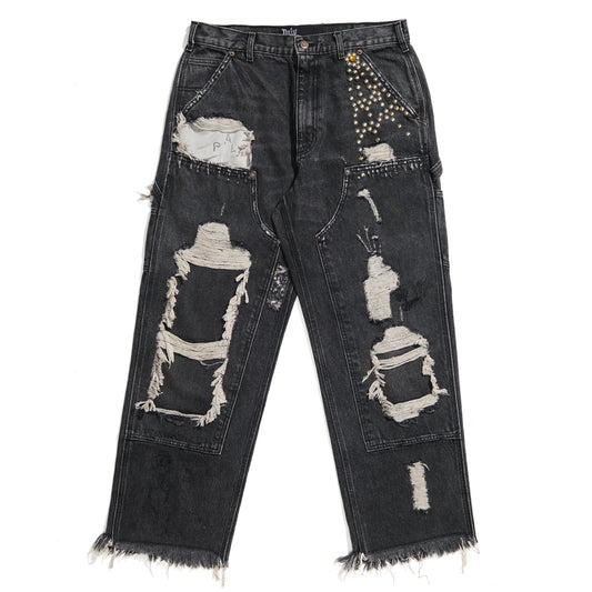 Paly Hollywood Busted Dbl Knee Jean Black
