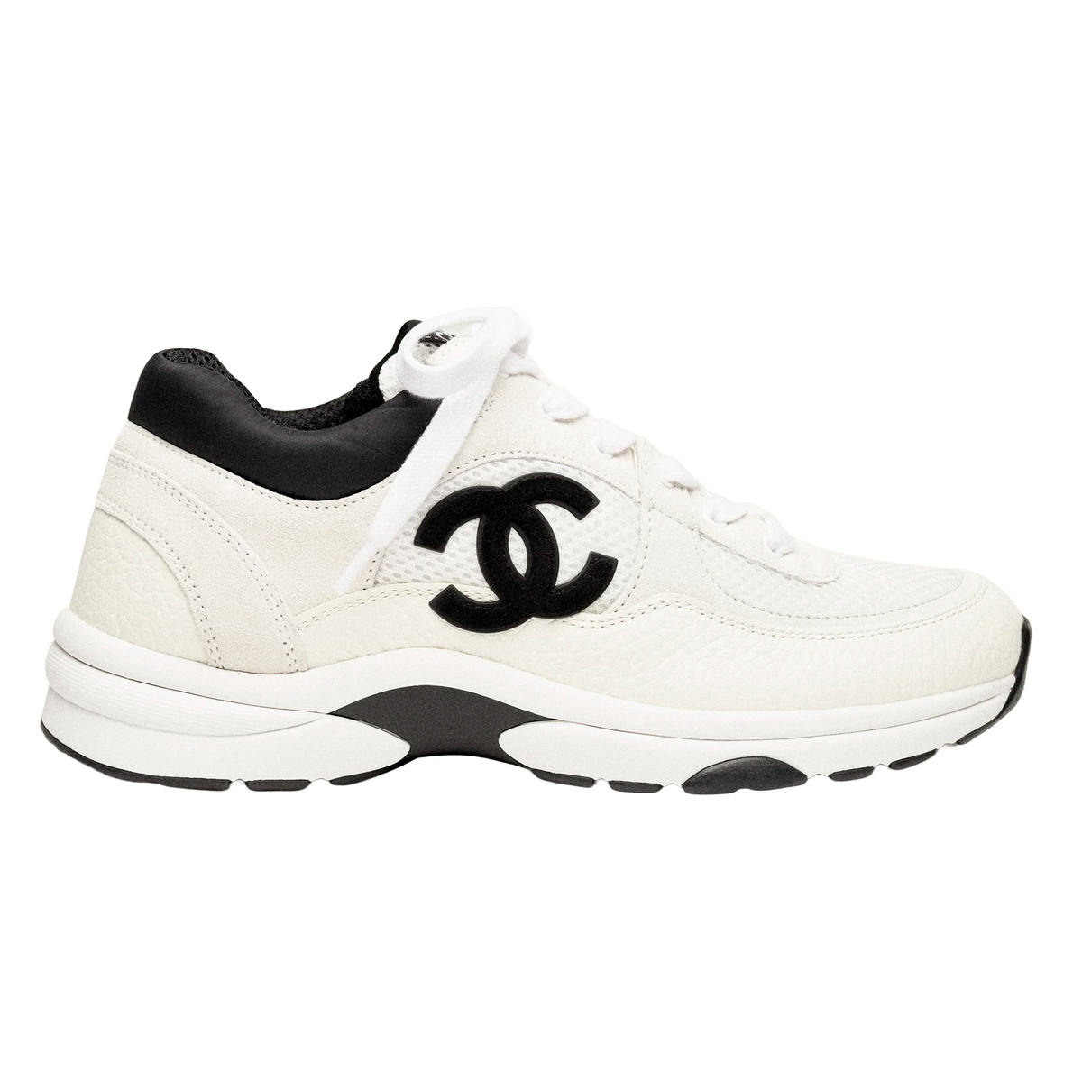 Chanel Mesh, Suede Calfskin & Grained Calfskin Sneakers White/Black