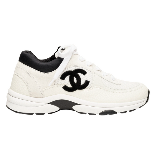 Chanel Mesh, Suede Calfskin & Grained Calfskin Sneakers White/Black