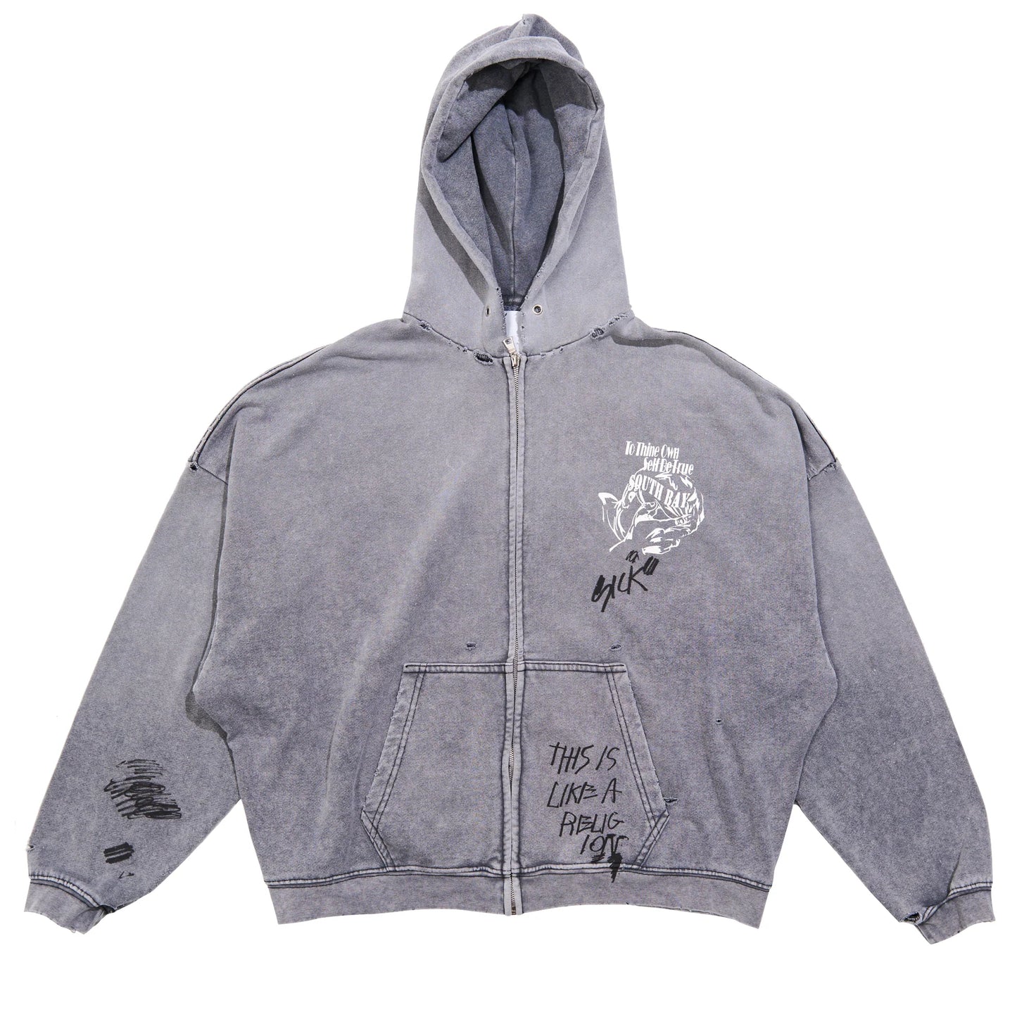 Paly Hollywood Carrying The Message Zip Hoodie Gray