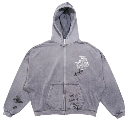 Paly Hollywood Carrying The Message Zip Hoodie Gray