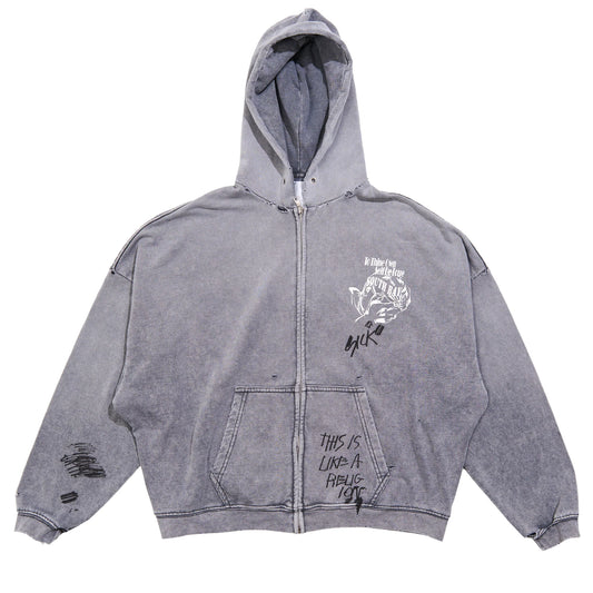 Paly Hollywood Carrying The Message Zip Hoodie Gray