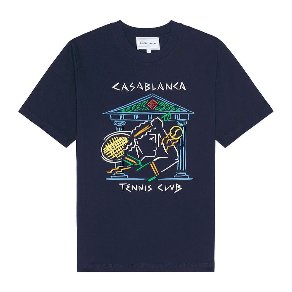 Casablanca Crayon Temple Tennis Club T-Shirt Navy