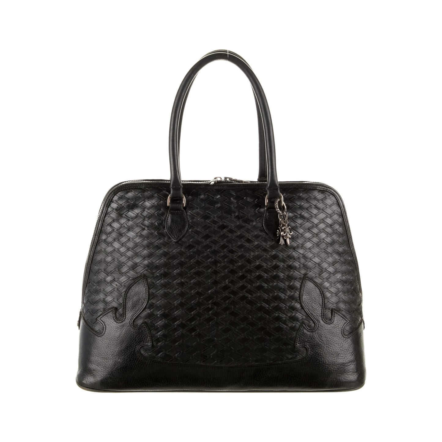 Chrome Hearts Woven Leather Bowling Bag Black