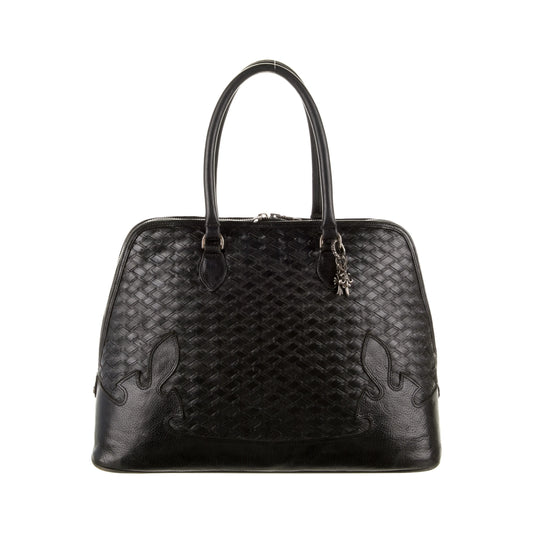 Chrome Hearts Woven Leather Bowling Bag Black