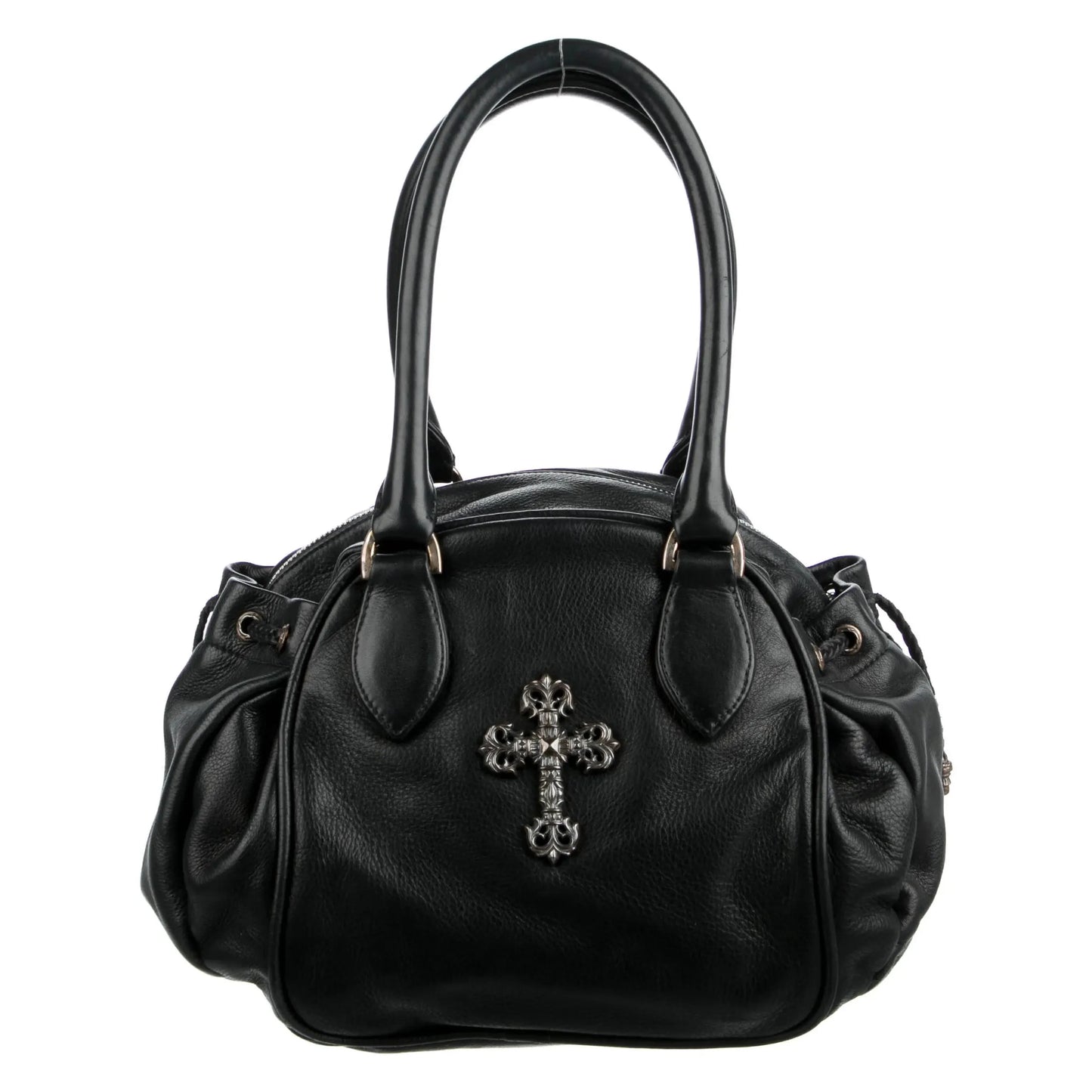 Chrome Hearts Squirrely Jo Filigree Cross Leather Handbag Black