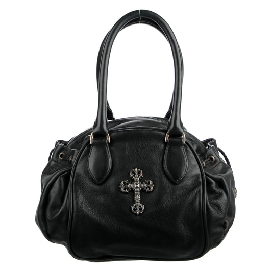 Chrome Hearts Squirrely Jo Filigree Cross Leather Handbag Black