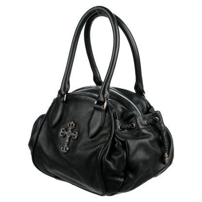 Chrome Hearts Squirrely Jo Filigree Cross Leather Handbag Black