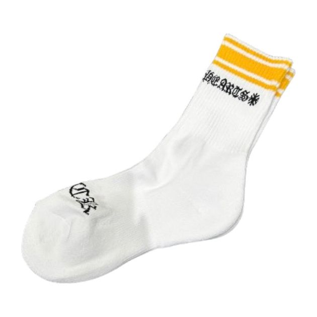 Chrome Hearts F**K You Stripe Anklet Socks White/Yellow