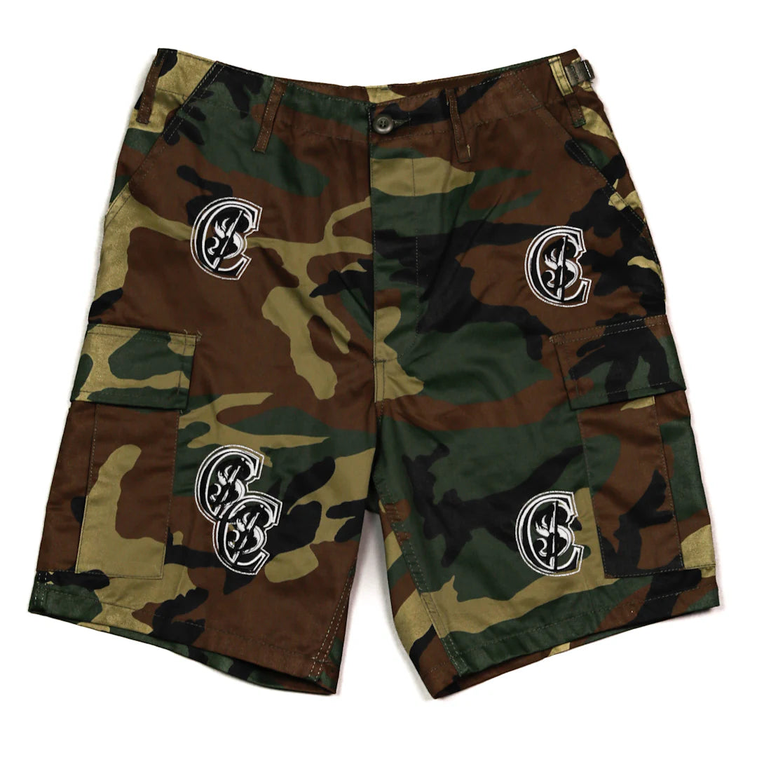 Chris Smokes C$ Cargo Shorts Green Camo