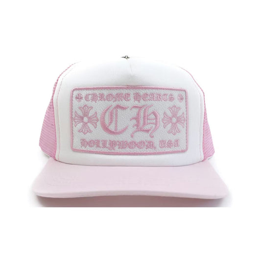 Chrome Hearts CH Hollywood Trucker Hat Pink/White