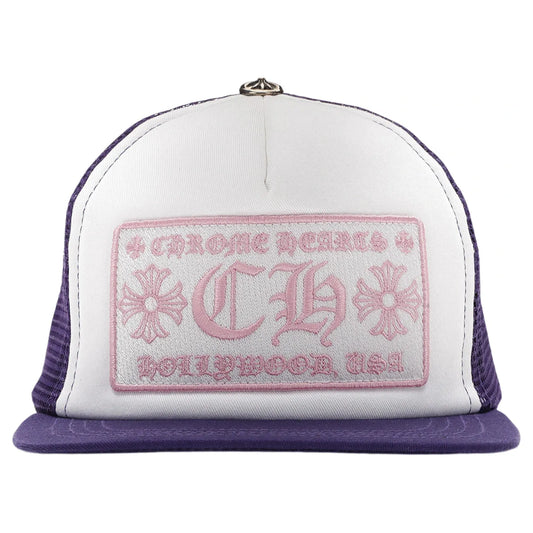 Chrome Hearts CH Hollywood Trucker Hat Purple/White/Pink