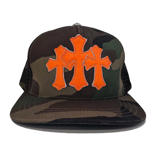 Chrome Hearts Cemetery Trucker Hat Camo/Orange