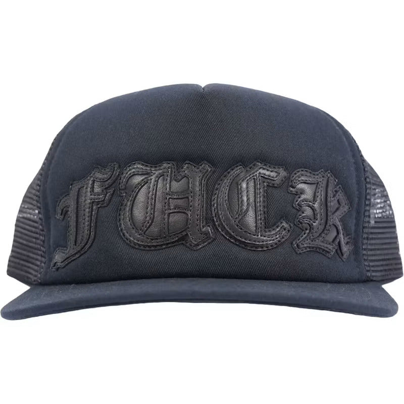 Chrome Hearts Leather F**K Patch Trucker Hat Black/Black