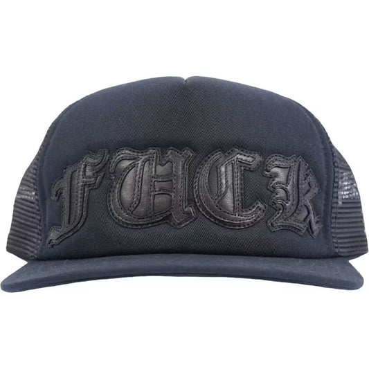 Chrome Hearts Leather F**K Patch Trucker Hat Black/Black