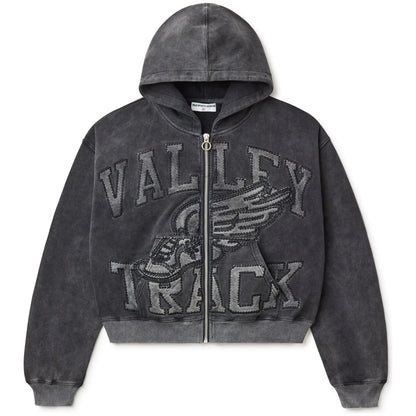 Vale Forever Black Cat Zip-Up Hoodie Black