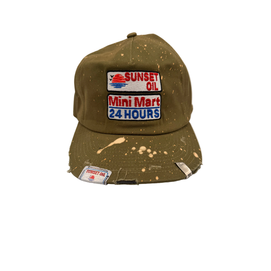 Sunset Oil Bleach Day Hat Olive Green