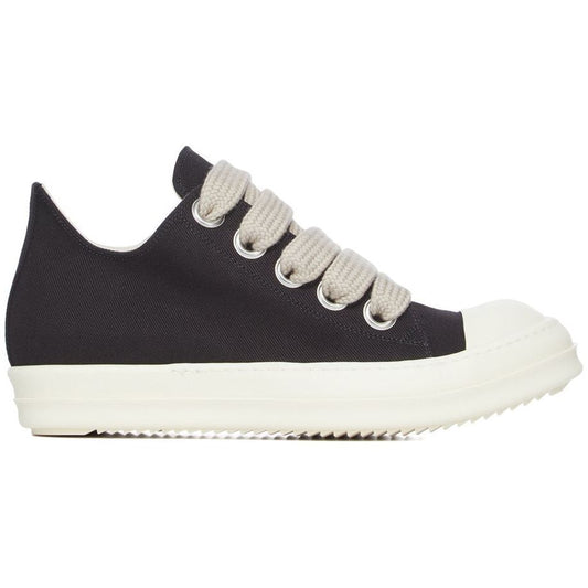 Rick Owens DRKSHDW SS26 Temple Overdyed Denim Jumbo Laced Low Sneakers Black/Milk/Milk