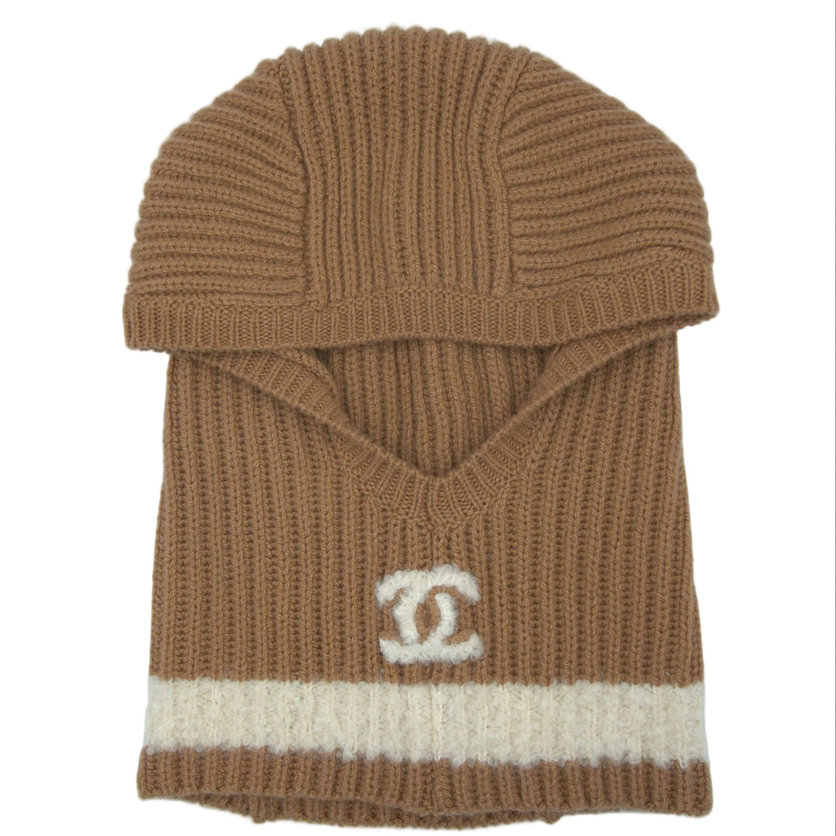 Chanel Cashmere CC Balaclava Camel/Ecru