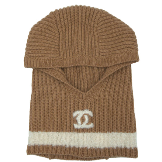 Chanel Cashmere CC Balaclava Camel/Ecru