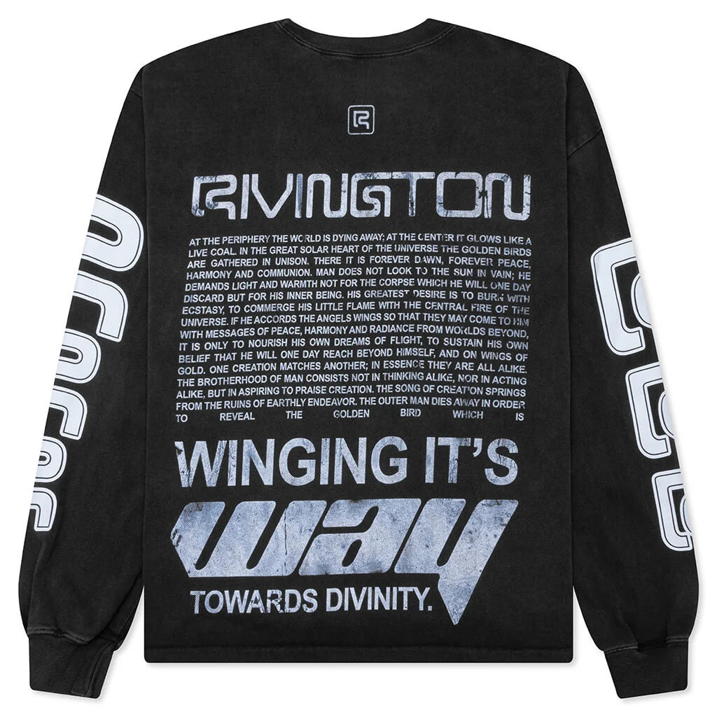 RIVINGTON roi Rebis Divinity Paper Garden L/S Tee Faded Black