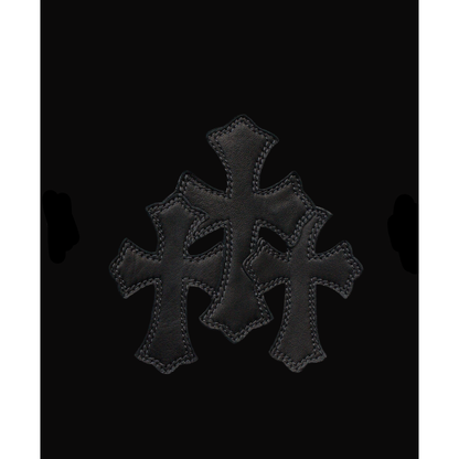 Chrome Hearts Paper Jam Leather Triple Cross Hoodie Black