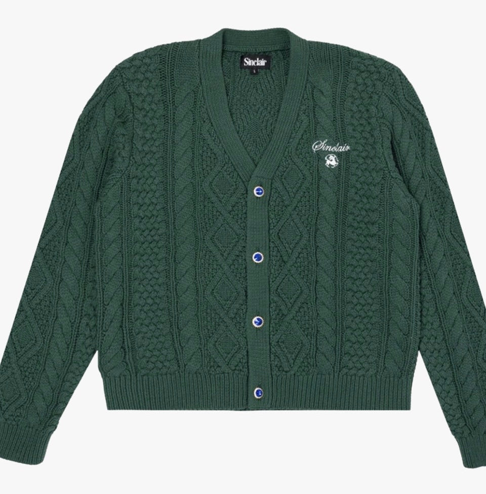 Sinclair Cable Knit Cardigan Hunter Green