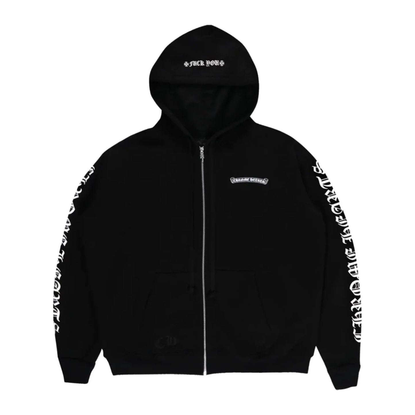 Chrome Hearts Scroll Logo Zip-Up Hoodie Black