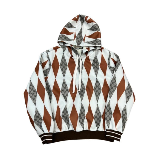 Gucci Argyle Hooded Sweatshirt Brown