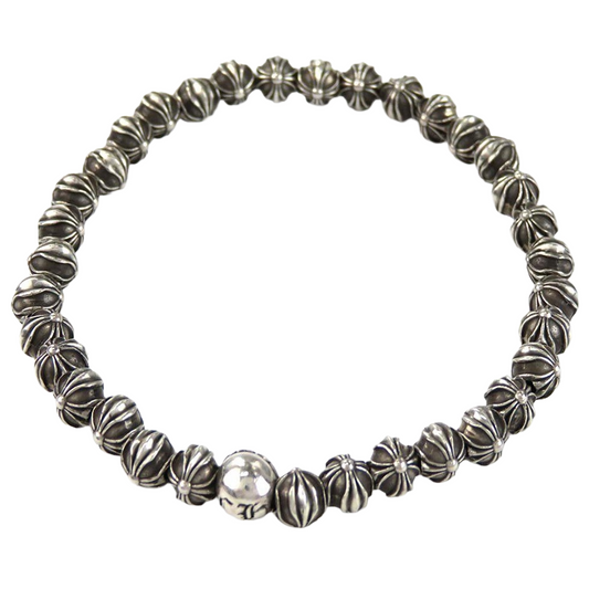 Chrome Hearts Silver Celtic Cross Bead Bracelet
