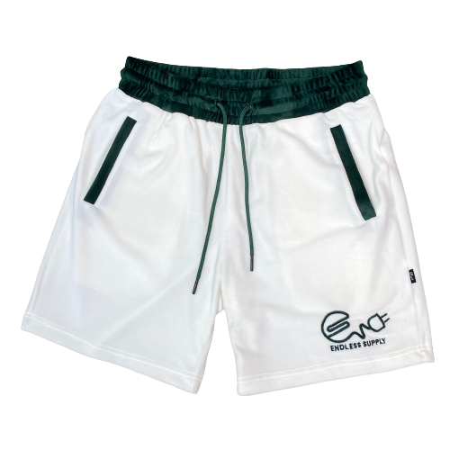 Endless Supply Velour Shorts White/Spartan Green