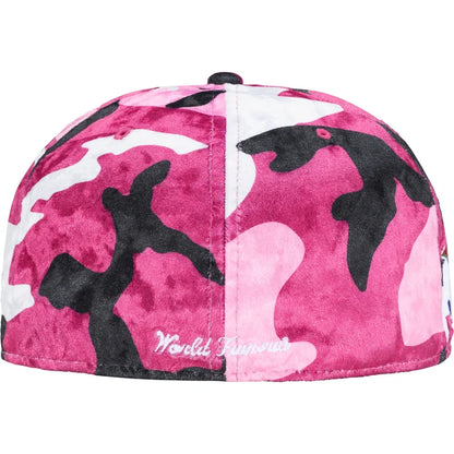 Supreme New Era Crushed Velvet Box Logo 59Fifty Fitted Hat Pink Camo