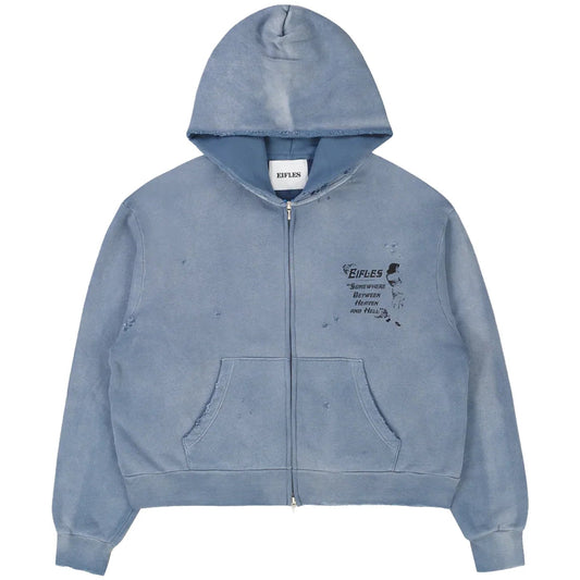 Eifles Heaven And Hell Zip-Up Hoodie Vintage Blue