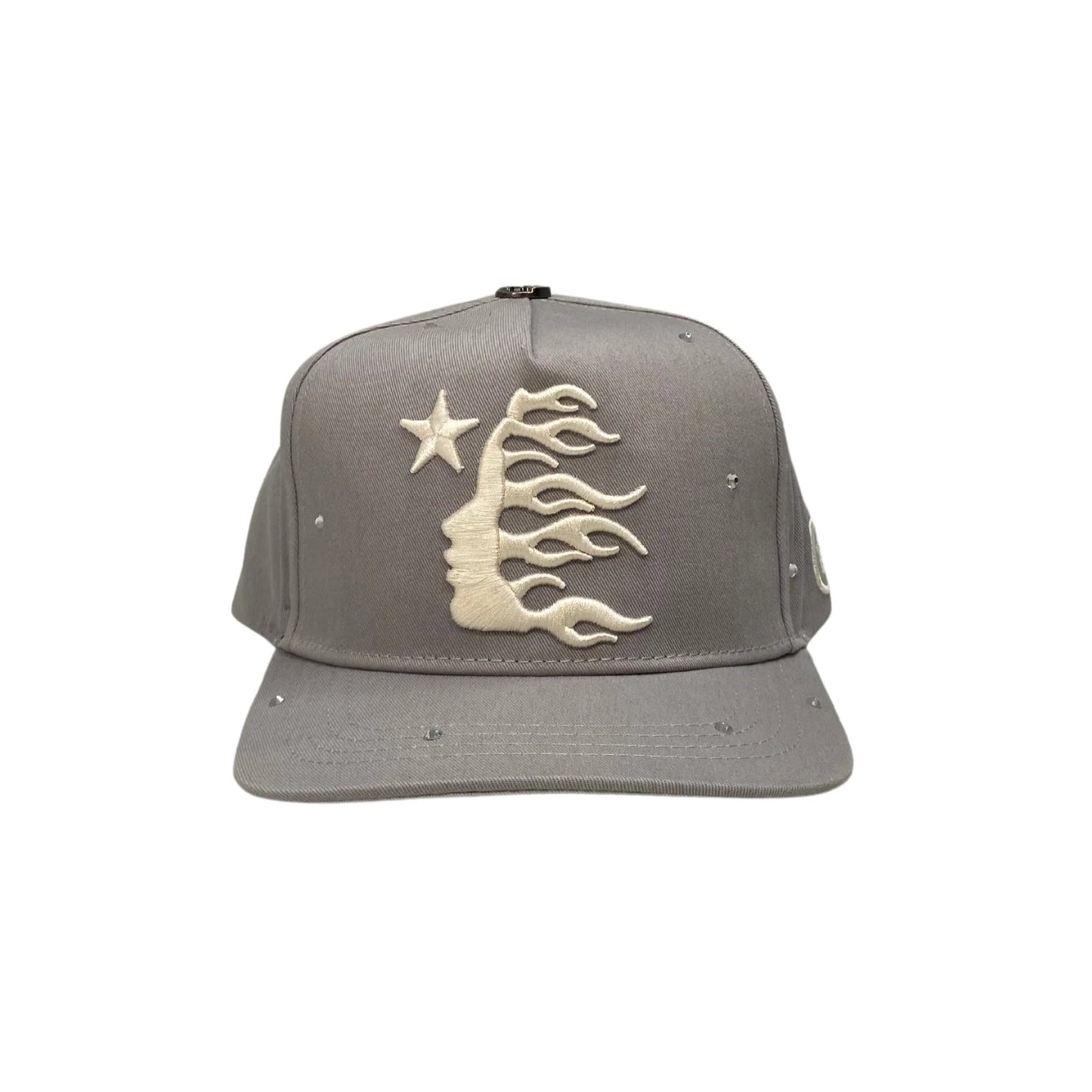 Hellstar OG Logo Rhinestone Snapback Hat Grey