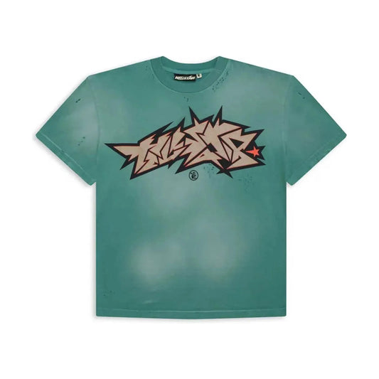 Hellstar Crack Print T-Shirt Green