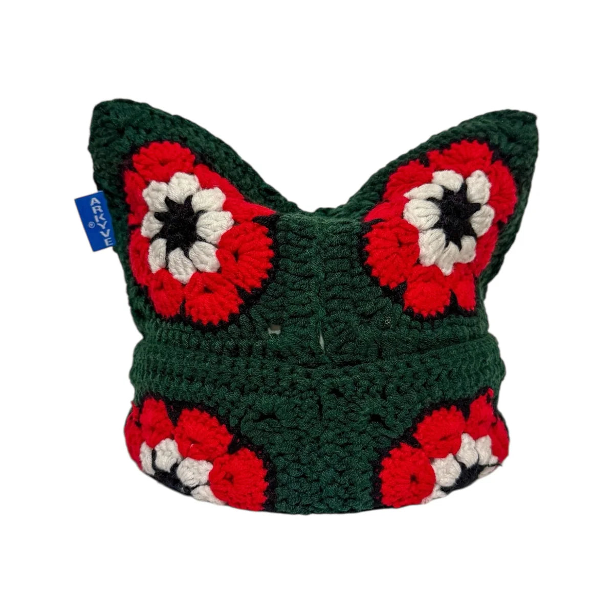Arkyve Holly Bloom Crochet Cat Hat