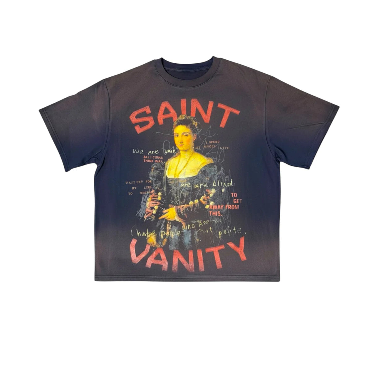 Saint Vanity Elizabeth Distressed Tee Black
