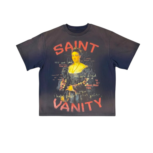Saint Vanity Elizabeth Distressed Tee Black
