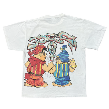 Vintage 1993 The Flintstones Fred & Barney Peace Out T-Shirt White