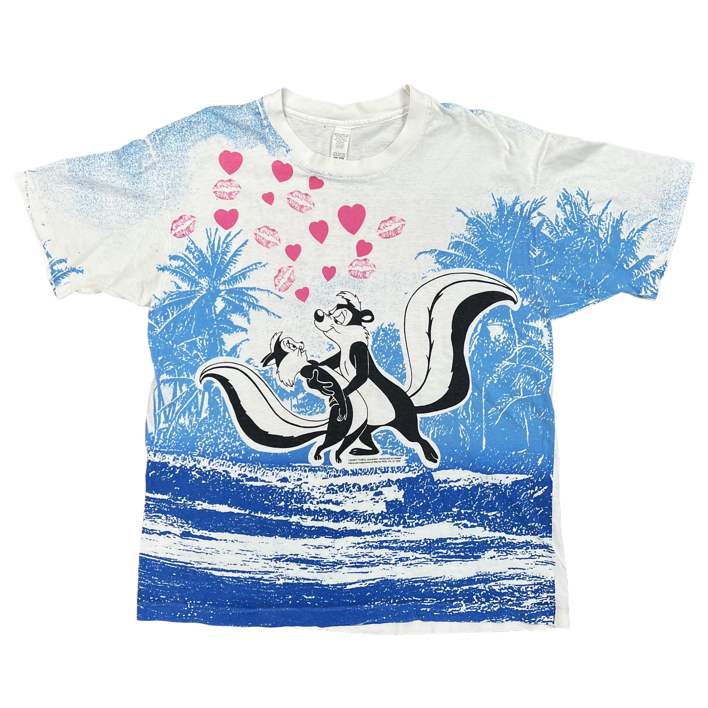 Vintage 1992 Looney Tunes Pepe Le Pew All Over Print T-Shirt White