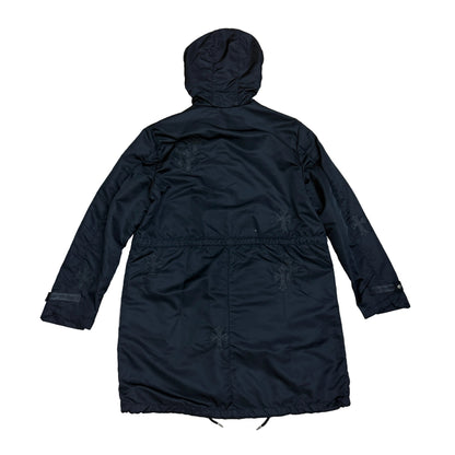 Chrome Hearts Leather Plus Cross Patch Nylon Long Rain Jacket Black
