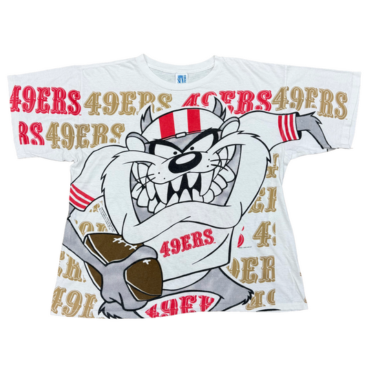 Vintage 1992 Looney Tunes Taz 49ers T-Shirt White