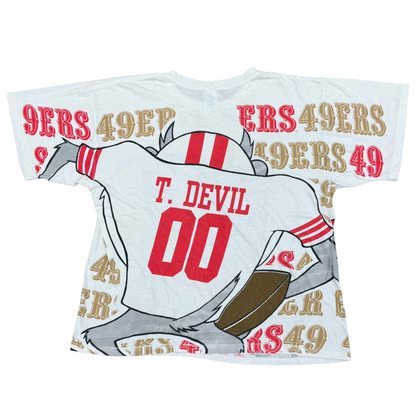 Vintage 1992 Looney Tunes Taz 49ers T-Shirt White