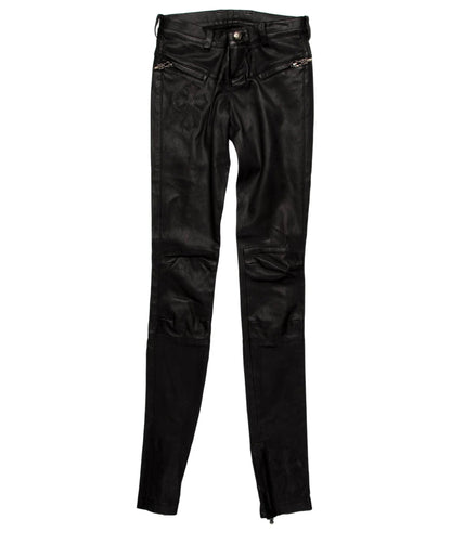 Chrome Hearts Tonal Cross Patch Leather Pants Black (Women's)