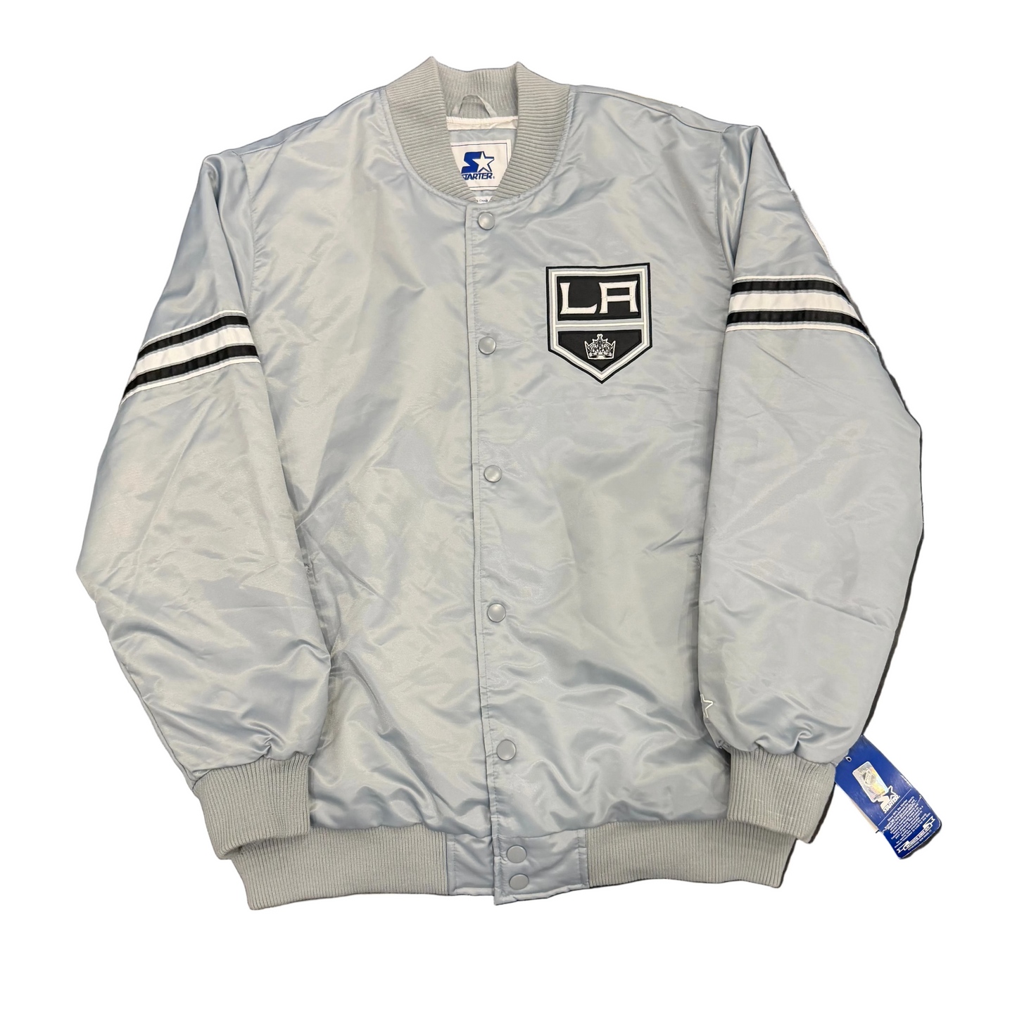 Vintage Starter LA Kings Satin Jacket Silver