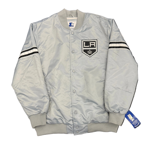 Vintage Starter LA Kings Satin Jacket Silver