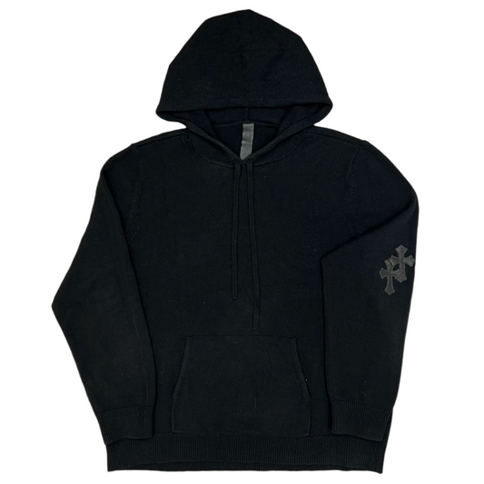 Chrome Hearts Cashmere Leather Cross Hoodie Black