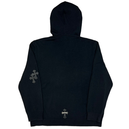 Chrome Hearts Cashmere Leather Cross Hoodie Black