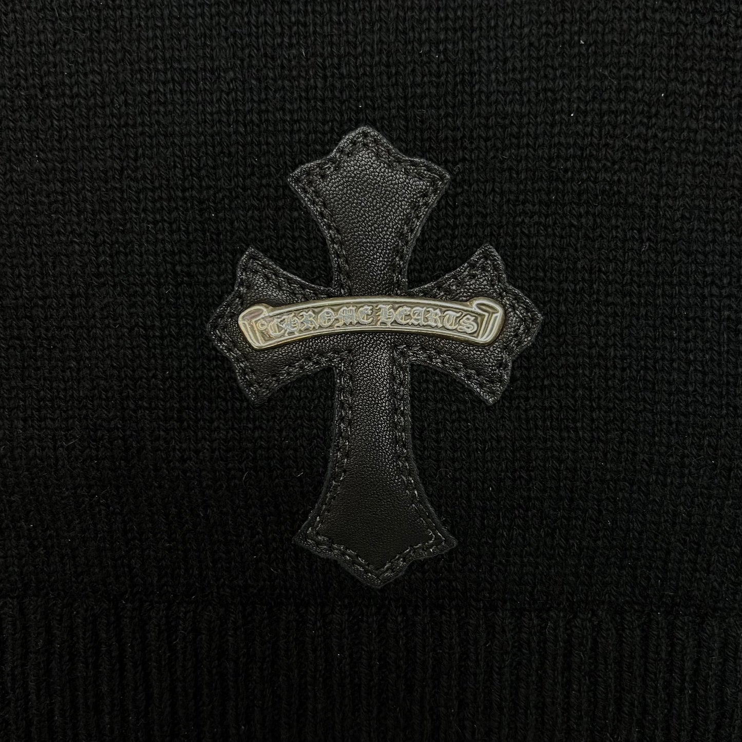 Chrome Hearts Cashmere Leather Cross Hoodie Black